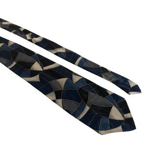 David Taylor Geometric Tie Blue Black Polyester Mens Necktie Office Formal Gift